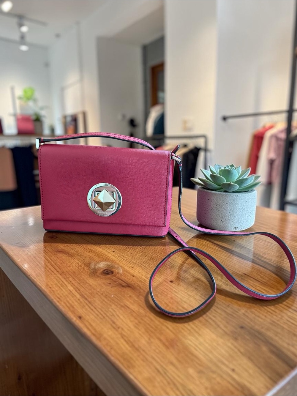 Kate Spade Red Newbury Lane Crossbody Bag with Pyramid Turn Lock Latch